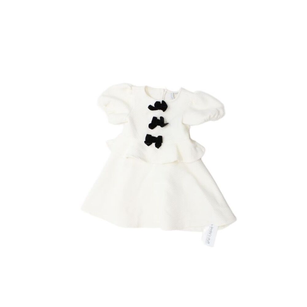 Janie and Jack Childrens Girls Quilted Bow Front A Line Dress White Size 6